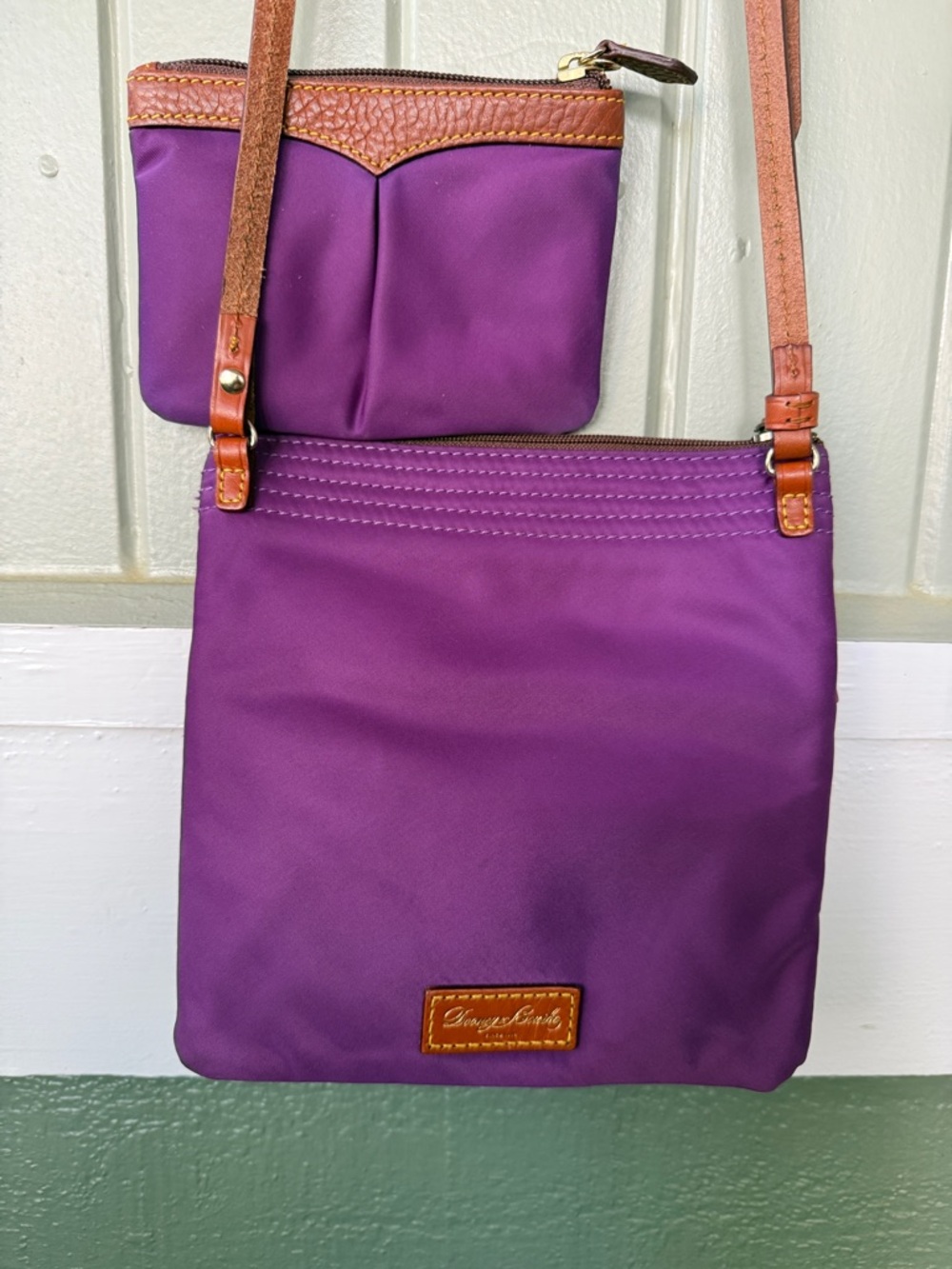 🦆DOONEY & BOURKE Wayfarer Triple Zip Crossbody Purple Nylon Bag & Coin Purse Set - Picture 4 of 14